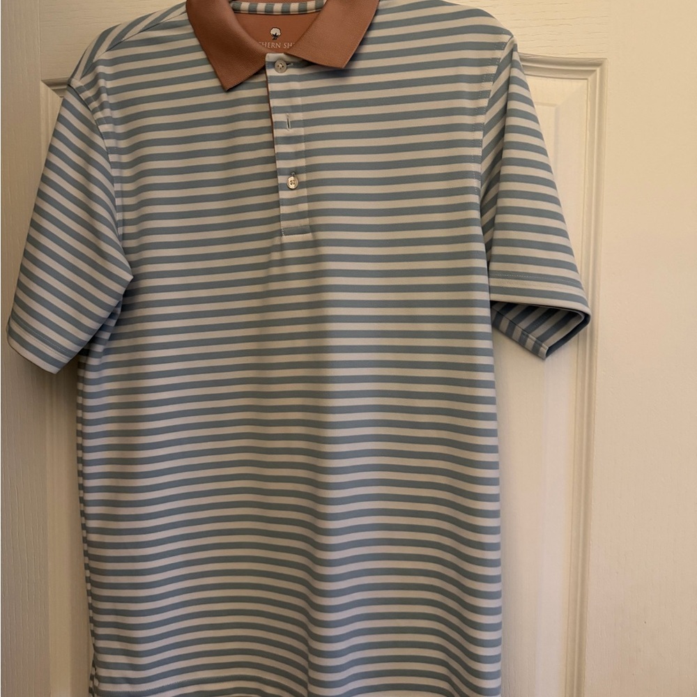 Southern Shirt Co Men's Striped Polo Shirt - Blue and Brown
